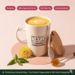 Ceramic Mug with Spoon & Cover